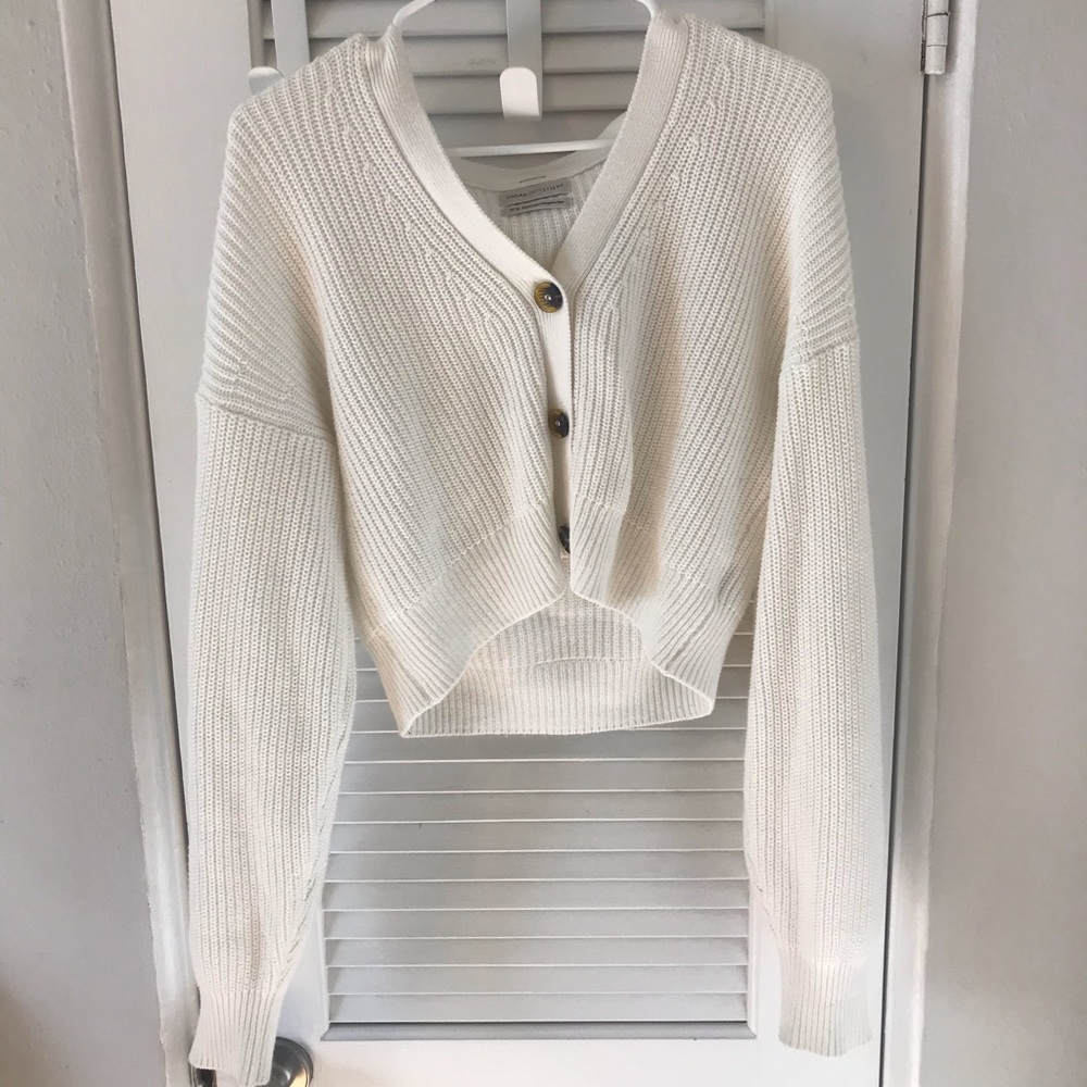 urban outfitters cream cropped cardigan